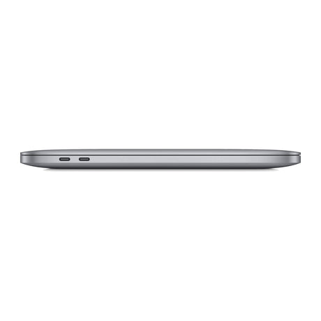 MacBook Pro 13" 2020 M1 space grey – venstre side med 2× Thunderbolt/USB-C