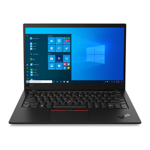 Lenovo ThinkPad X1 Carbon 8. gen. - forfra med åben skærm